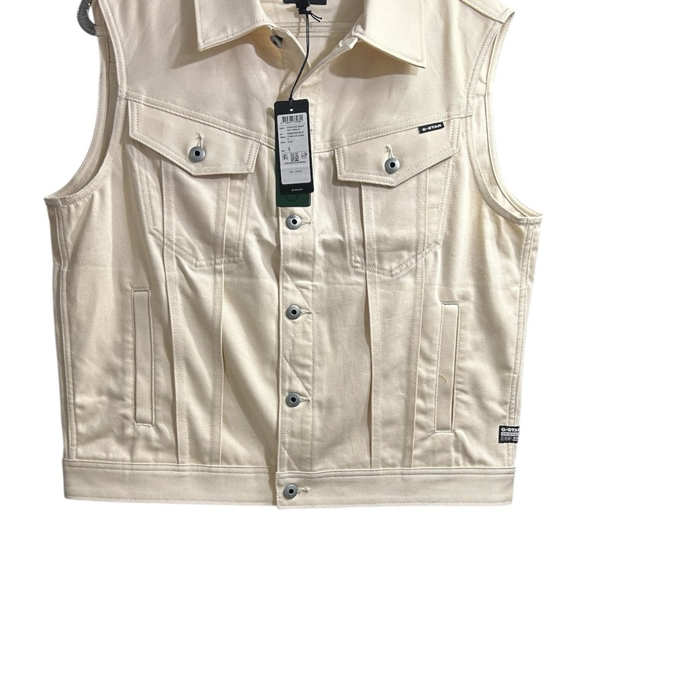 G-Star Men's Off-White Denim Vest